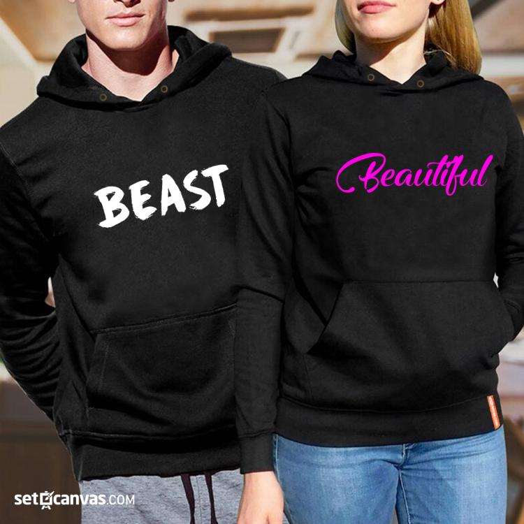 Beauty beast couple hoodies sales